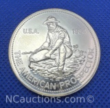1984 Engelhard 1 Troy Oz .999 Fine Silver American Prospector Bullion Coin