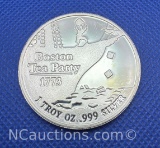 Boston Tea Party 1 Troy Oz .999 Fine Silver Dont Tread On Me Bullion Coin