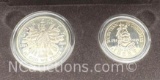 1989 Two Coin Proof set Congressional 90% Silver Dollar With COA 26 Grams