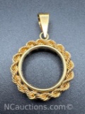 14k Gold Coin Holder Inlay Pendant 3 Grams