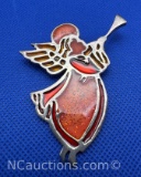 Sterling Silver Holiday Angle Brooch Pin 20 Grams