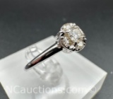 14k White Gold Brilliant Round Cut Center Set Diamond In Diamond Cluster Ring 2.6 Grams Size 7