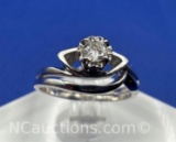 14k White Gold Solitaire Brilliant Round Cut Diamond Engagement Ring Set 3.9 Grams Size 8.7