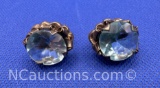 Vintage Sterling Silver Blue Stone Screw back Earrings 15 Grams