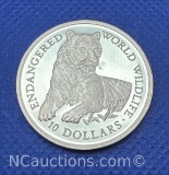 1990 Cook Islands 90% Silver $10 Endangered World Wildlife Bullion Coin 10 grams