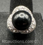 Sterling Silver Black Onyx CZ Ring 6 grams Size 8