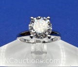Preveli Sterling Silver Brilliant Round Cut Diamond 3 grams Size 7.5
