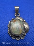 Navajo Sterling Silver Turquoise Pendant 10 grams