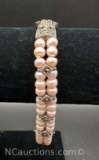Sterling Silver Double Pearl Bracelet 20 grams