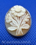 Sterling Silver Flower Cameo 3 grams