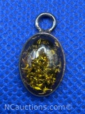 Sterling Silver Amber Pendant 1 Grams