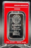 Argor-Heraeus 1 Troy Oz .999 Fine Silver Bullion Bar