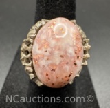 Sterling Silver Pink Sparkles Stone Ring 5 Grams Size 6