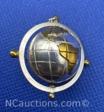 Sterling Silver World Globe Pendant 8 Grams