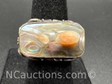 Sterling Silver Mother Of Pearl Ring 6 grams