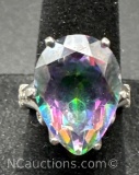 Sterling Silver Pear Cut Amethyst Ring 7 grams