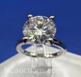 Preveli Sterling Silver Brilliant Round Cut Diamond Ring 3 Grams Size 5.5