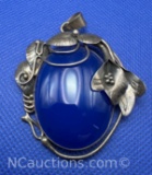 Sterling Silver Lapis Flower Pendant 27 grams