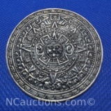 Sterling Silver Aztec Calendar Brooch Pin 17 grams