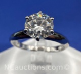 Preveli Sterling Silver Brilliant Round Diamond Ring 2 Grams Size 7.5