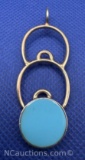 Sterling Silver loop Blue Stone Pendant 4 Grams