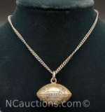 1944 Champions Sterling Silver Football Pendant Necklace 13 grams