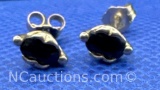 Sterling Silver Black Onyx Earrings 1 Gram