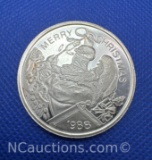 1988 Merry Christmas 1 Troy Oz .999 Fine Silver Bullion Coin