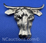 Sterling Silver Bull Head Brooch Pin 2 Grams