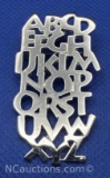 Sterling Silver Alphabet Brooch Pin Pendant 11 grams