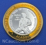 Limited Edition Aladdin Casino .999 Fine Silver $10 Gaming Token 37 Grams