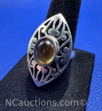 Sterling Silver Clear Stone Ring 10 Grams Size 6