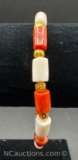 Coral And Pearl Bracelet Gold Filled Clasp 7 grams