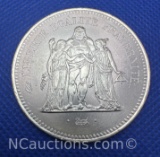 1976 France 50 Francs Hercules Group 90% Silver Coin 30 Grams