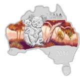 2014 $1 Australian Koala Map Shaped - Pure Silver Coin