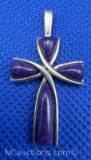 Sterling Silver Purple Stone Cross Pendant