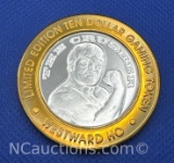Limited Edition Westward Ho .999 Fine Silver $10 Gaming Token 37 grams
