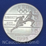 1995 US Olympics Atlanta 90% Silver Dollar Coin 26 Grams