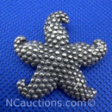 Sterling Silver Star Fish Brooch Pin 8 Grams