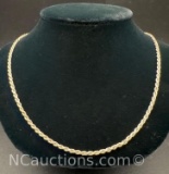 Sterling Silver Twist Rope Necklace 11 Grams