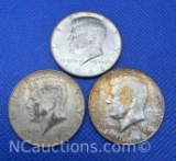 3 Kennedy 40% Silver Half Dollar Coins 34 Grams