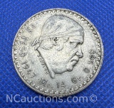 1947 Mexico UN Peso 50% Silver Coin 14 Grams