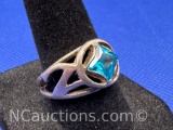 Sterling Silver Blue Star Stone Ring 4 Grams Size 8