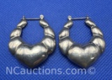 Sterling Silver Heart Earrings 10 Grams