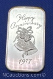 1977 Happy Anniversary 1 Troy Oz .999 Fine Silver Bullion Bar