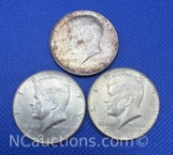 3 Kennedy 40% Silver Half Dollar Coins 34 Gram