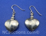 Sterling Silver Dangling Heart Earrings 5 Grams
