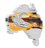 2014 $1 Australian: Crocodile Map Shaped Coin 1 OZ