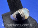 Sterling Silver Black Onyx Opal Ring 5 Grams Size 8