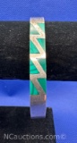 Sterling Silver Turquoise Inlay Bracelet 36 Grams